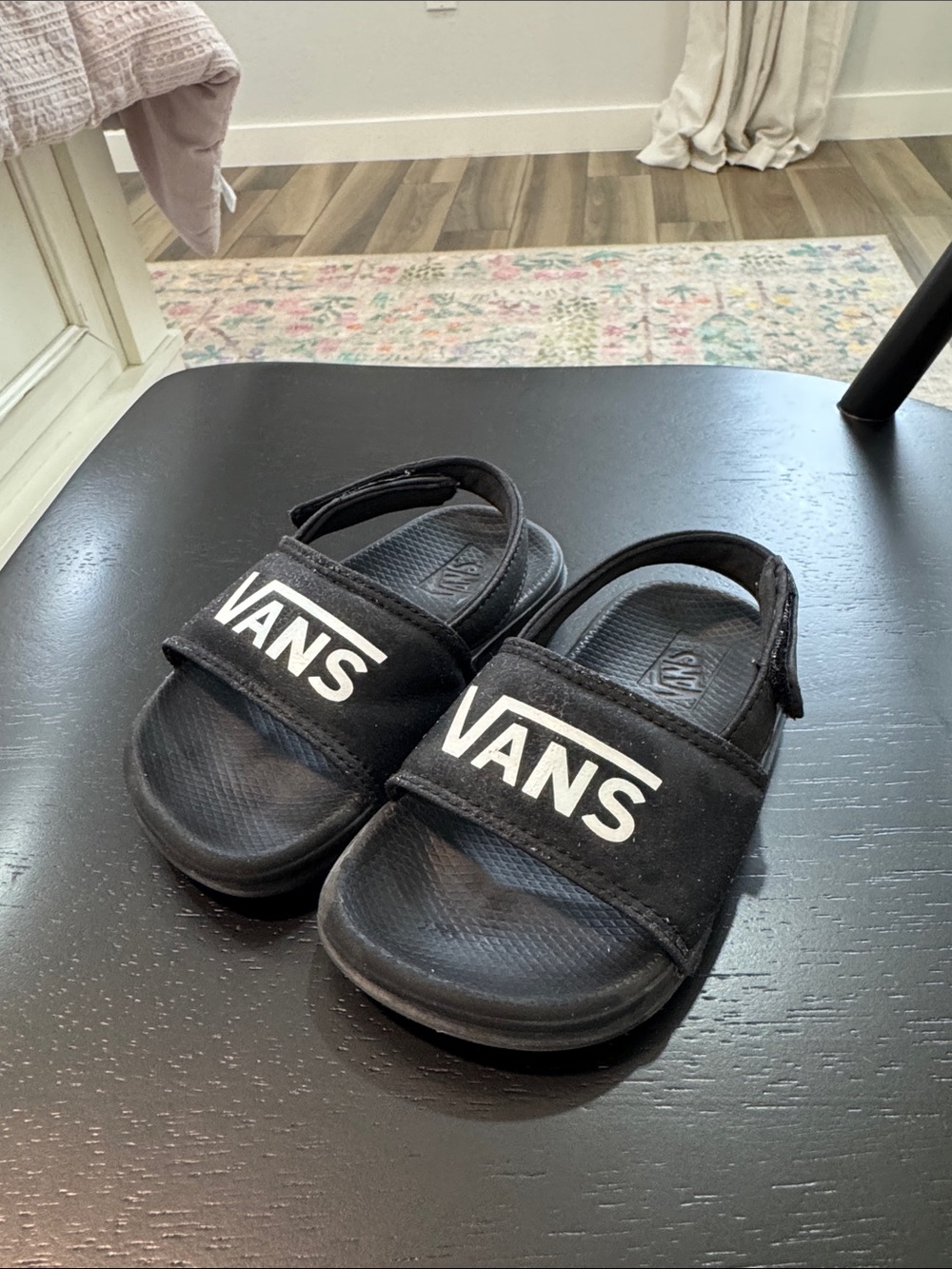 Vans Black Kids Slide Sandals with Back Strap